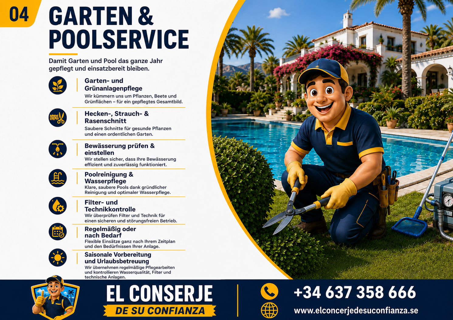 El Conserje – Broschürenseite Garten & Pool