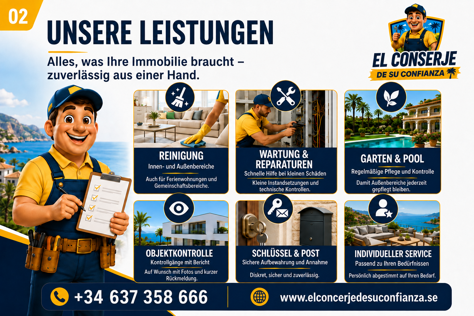 El Conserje – Broschürenseite Leistungen