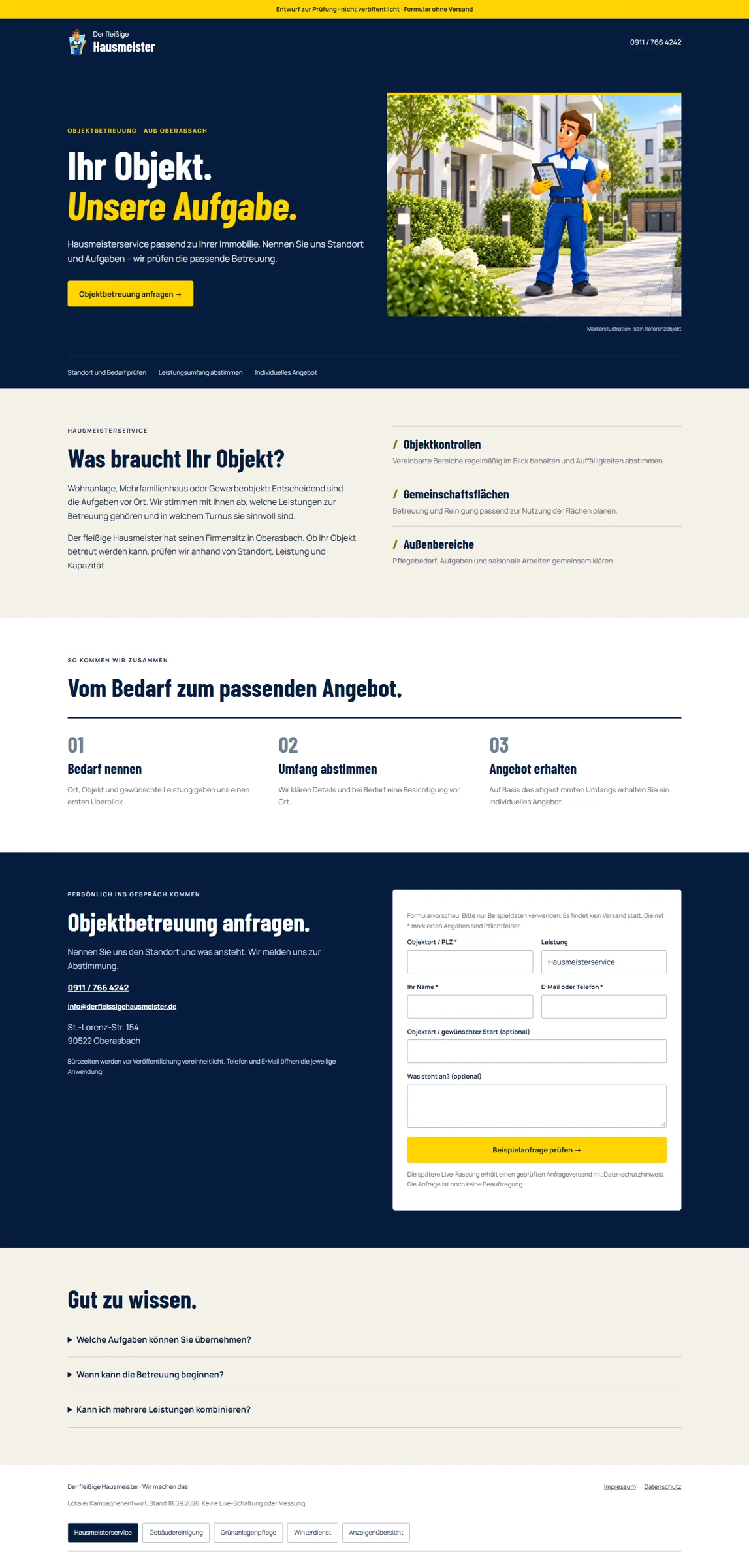 Vollständige lokale Landingpage – Entwurfsstand September 2026
